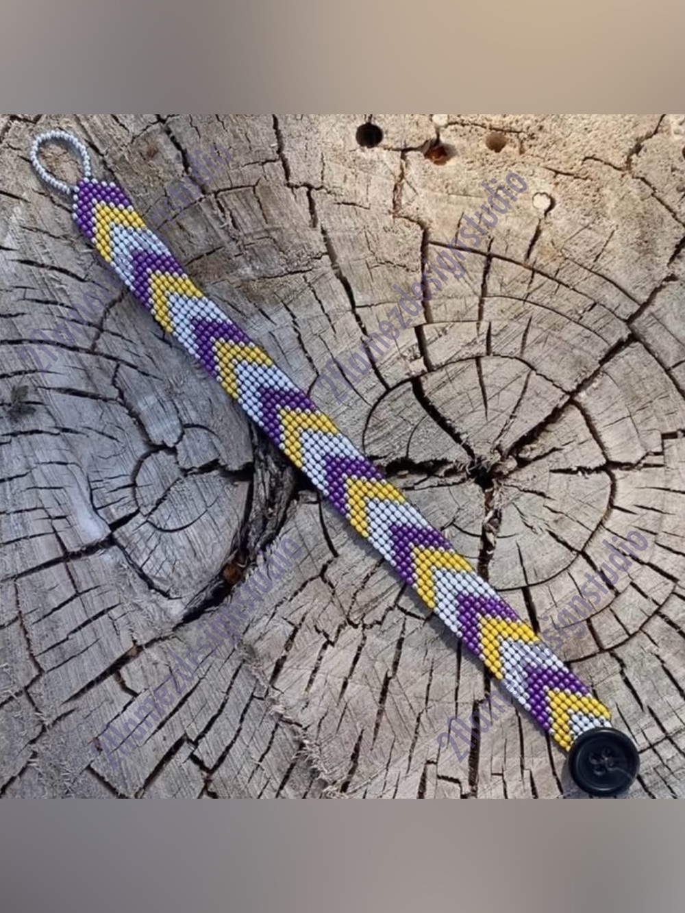 Handmade Thin Chevron Seed Bead Bracelets w/ button clasp - 4 colors